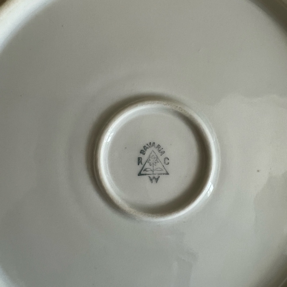 Bavaria Germany Porcelain Platter Plate Handles Hand Painted Floral Romantic - Picture 3 of 7
